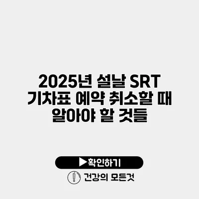 2025년 설날 SRT 기차표 예약 취소할 때 알아야 할 것들