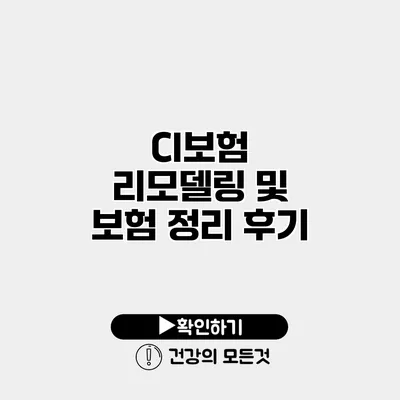 CI보험 리모델링 및 보험 정리 후기