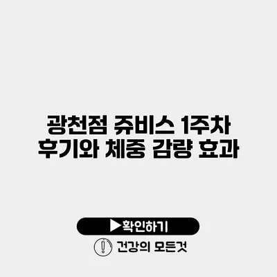 광천점 쥬비스 1주차 후기와 체중 감량 효과