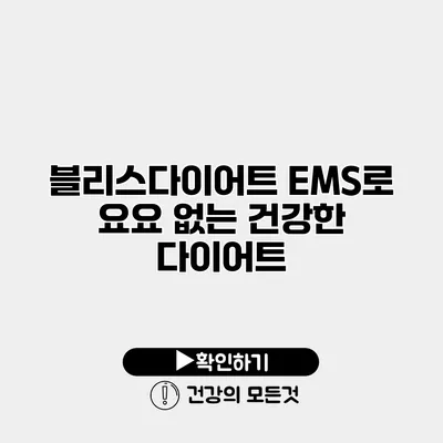 블리스다이어트 EMS로 요요 없는 건강한 다이어트