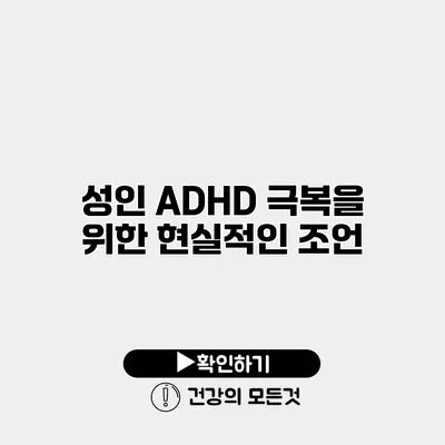 성인 ADHD 극복을 위한 현실적인 조언