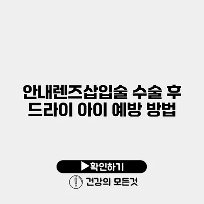 안내렌즈삽입술 수술 후 드라이 아이 예방 방법