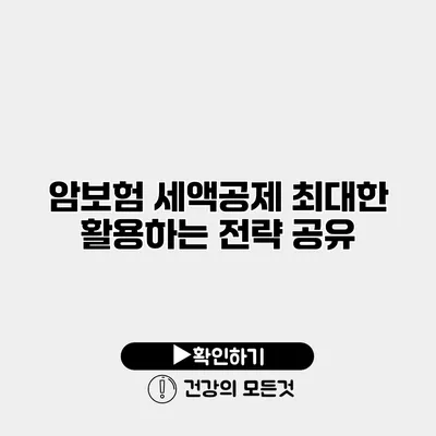 암보험 세액공제 최대한 활용하는 전략 공유