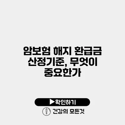 암보험 해지 환급금 산정기준, 무엇이 중요한가?