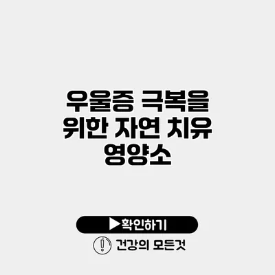 우울증 극복을 위한 자연 치유 영양소
