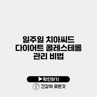 일주일 치아씨드 다이어트 콜레스테롤 관리 비법