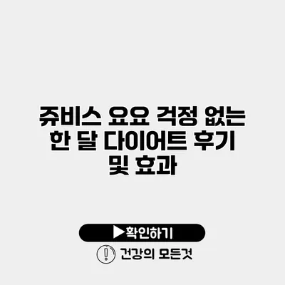 쥬비스 요요 걱정 없는 한 달 다이어트 후기 및 효과
