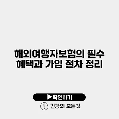 해외여행자보험의 필수 혜택과 가입 절차 정리