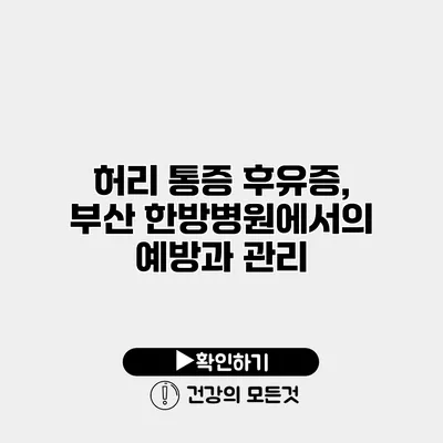 허리 통증 후유증, 부산 한방병원에서의 예방과 관리