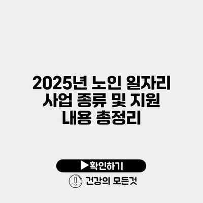 2025년 노인 일자리 사업 종류 및 지원 내용 총정리