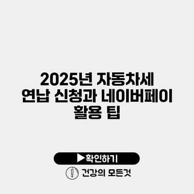 2025년 자동차세 연납 신청과 네이버페이 활용 팁