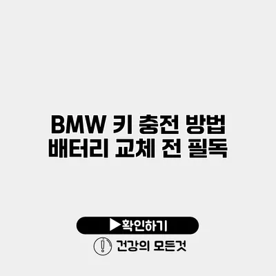 BMW 키 충전 방법 배터리 교체 전 필독