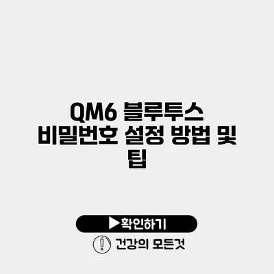 QM6 블루투스 비밀번호 설정 방법 및 팁