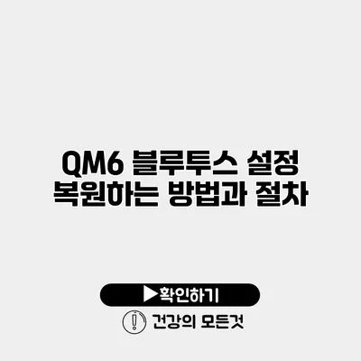 QM6 블루투스 설정 복원하는 방법과 절차