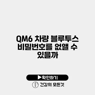 QM6 차량 블루투스 비밀번호를 없앨 수 있을까?