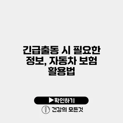 긴급출동 시 필요한 정보, 자동차 보험 활용법
