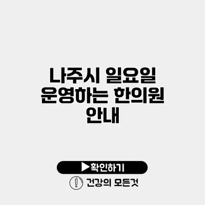 나주시 일요일 운영하는 한의원 안내
