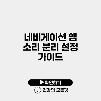 네비게이션 앱 소리 분리 설정 가이드