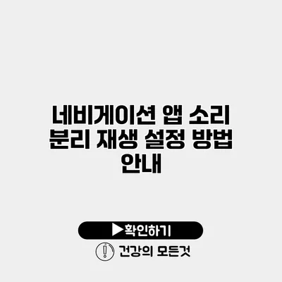 네비게이션 앱 소리 분리 재생 설정 방법 안내