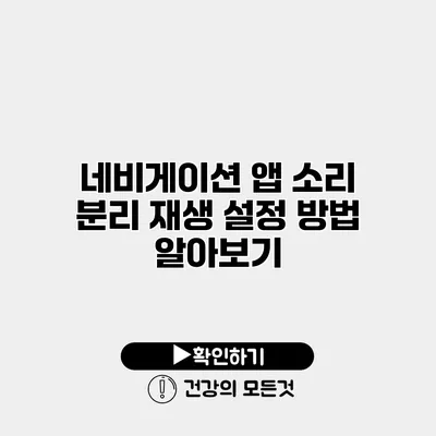 네비게이션 앱 소리 분리 재생 설정 방법 알아보기