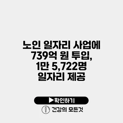 노인 일자리 사업에 739억 원 투입, 1만 5,722명 일자리 제공