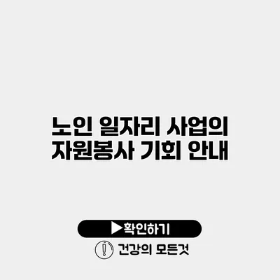 노인 일자리 사업의 자원봉사 기회 안내