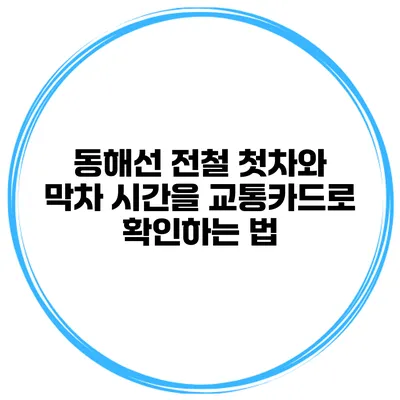 동해선 전철 첫차와 막차 시간을 교통카드로 확인하는 법