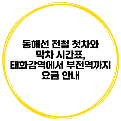 동해선 전철 첫차와 막차 시간표, 태화강역에서 부전역까지 요금 안내