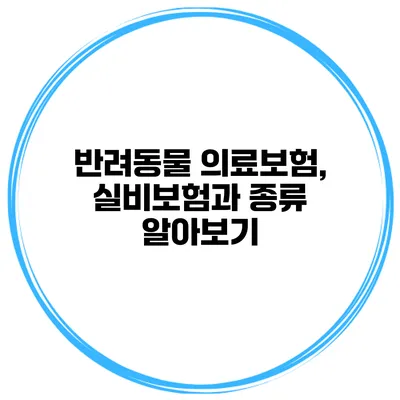 반려동물 의료보험, 실비보험과 종류 알아보기