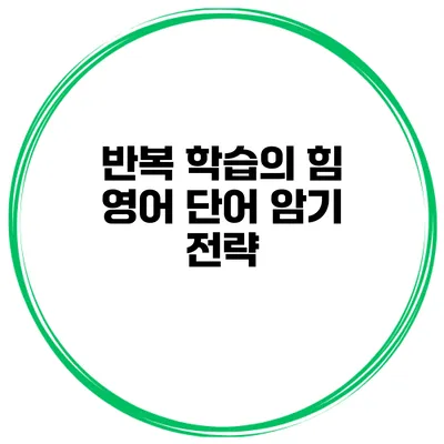 반복 학습의 힘 영어 단어 암기 전략