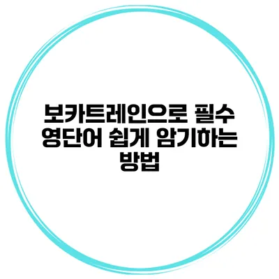 보카트레인으로 필수 영단어 쉽게 암기하는 방법