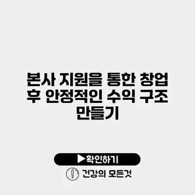 본사 지원을 통한 창업 후 안정적인 수익 구조 만들기