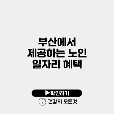 부산에서 제공하는 노인 일자리 혜택