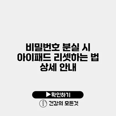 비밀번호 분실 시 아이패드 리셋하는 법 상세 안내