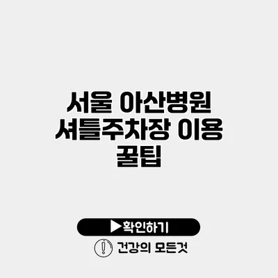 서울 아산병원 셔틀주차장 이용 꿀팁