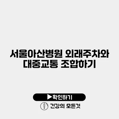 서울아산병원 외래주차와 대중교통 조합하기