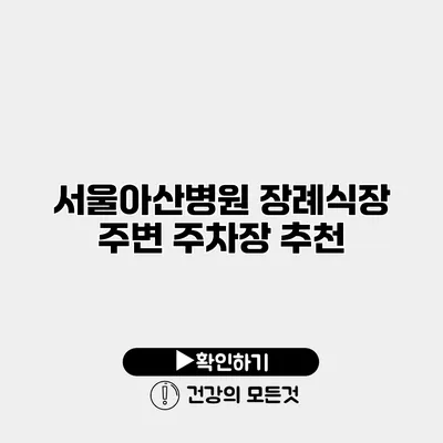 서울아산병원 장례식장 주변 주차장 추천