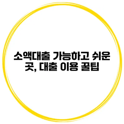 소액대출 가능하고 쉬운 곳, 대출 이용 꿀팁