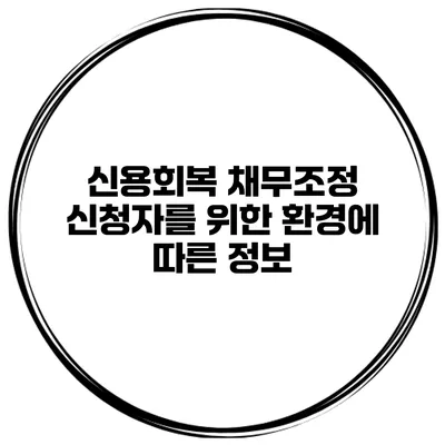 신용회복 채무조정 신청자를 위한 환경에 따른 정보