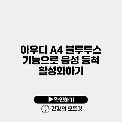 아우디 A4 블루투스 기능으로 음성 등척 활성화하기