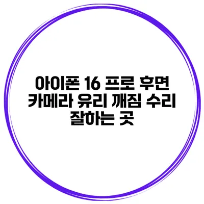 아이폰 16 프로 후면 카메라 유리 깨짐 수리 잘하는 곳