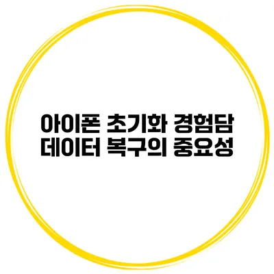 아이폰 초기화 경험담 데이터 복구의 중요성