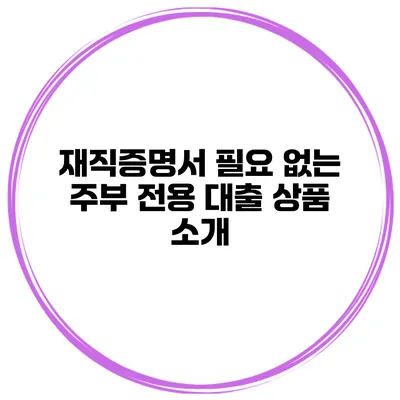 재직증명서 필요 없는 주부 전용 대출 상품 소개