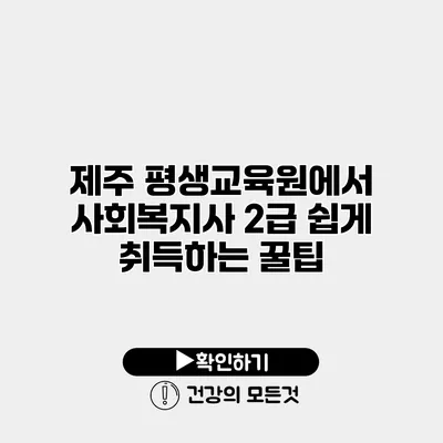 제주 평생교육원에서 사회복지사 2급 쉽게 취득하는 꿀팁