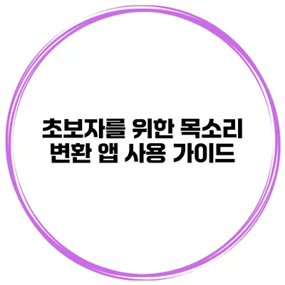 초보자를 위한 목소리 변환 앱 사용 가이드