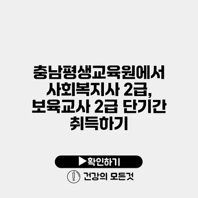충남평생교육원에서 사회복지사 2급, 보육교사 2급 단기간 취득하기