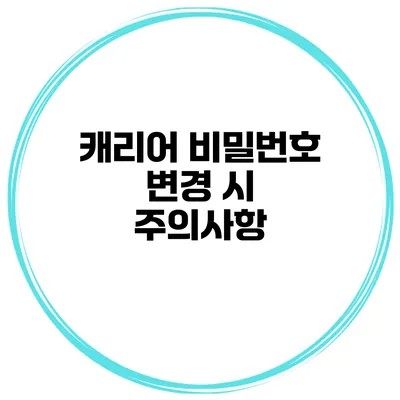캐리어 비밀번호 변경 시 주의사항