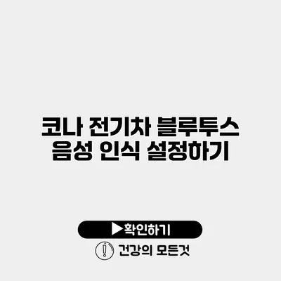 코나 전기차 블루투스 음성 인식 설정하기