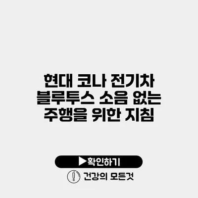 현대 코나 전기차 블루투스 소음 없는 주행을 위한 지침